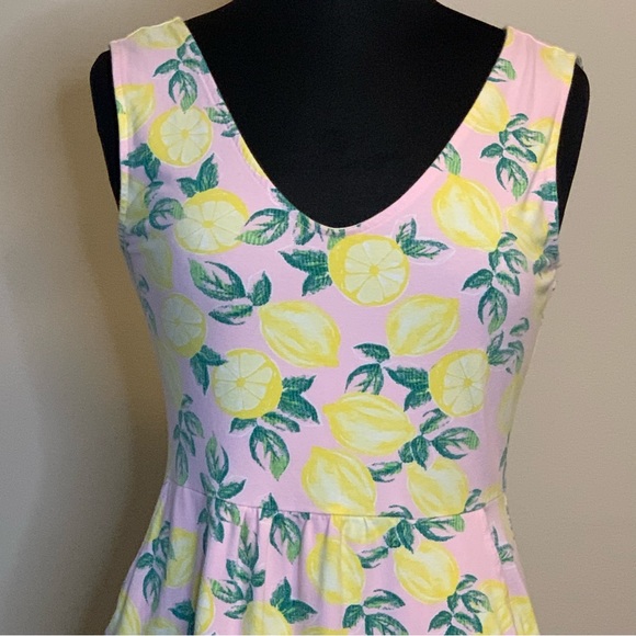 C&C CALIFORNIA Lemon Print Dress Pink Medium Knit Sleeveless - Picture 6 of 11